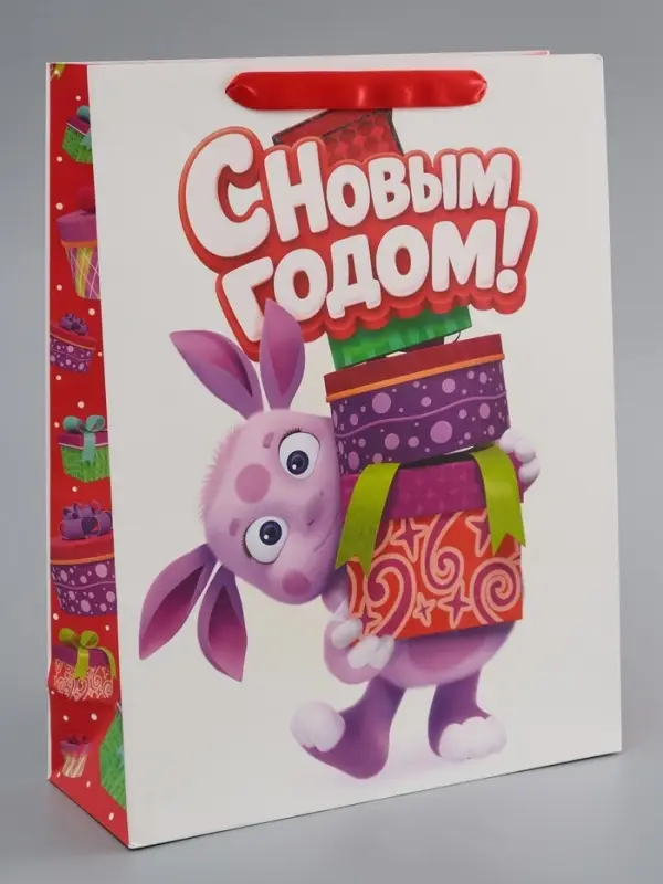 Пакет подарочный &laquo;Новый год&raquo;, Лунтик, L. 31 х11,5 х 40 см