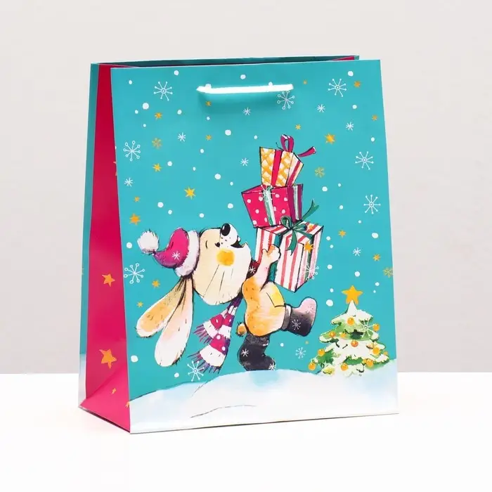 Пакет подарочный «Зайчик с подарком другу» , 18×22.3×10 см Пакет подарочный «Зайчик с подарком другу» , 18×22.3×10 см