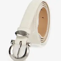 Ремень женский, 110&times;2.3 см, пряжка металл, серебристая, белый