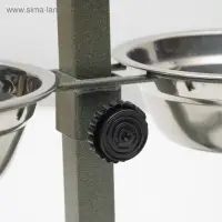 Подставка с мисками, 2&times;350 мл, высота 30 см, разборная, зелёная
