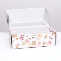 Коробка самосборная, с окном, &laquo;С Днём Рождения!&raquo; 16 х 35 х 12 см.
