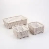 Набор корзин &laquo;Soft&Pure&raquo; 3 шт.: 1 шт. 38&times;27&times;11.5 см, 2 шт. 22&times;18&times;11 см, полиэстер. белый