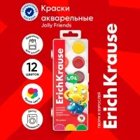 Акварель 12 цветов, ErichKrause Jolly Friends, пластик, с европодвесом