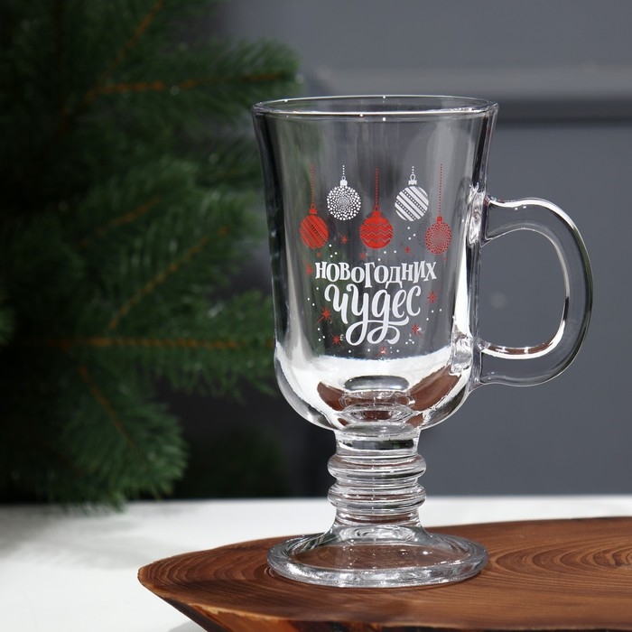 Кружка стеклянная «Новогодних чудес», 200 мл, деколь Кружка стеклянная «Новогодних чудес», 200 мл, деколь