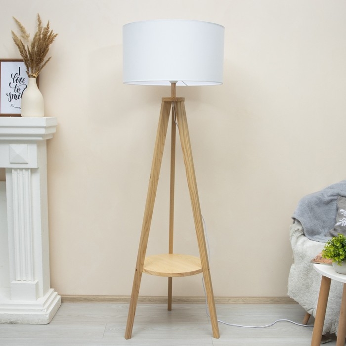 Торшер 19037/1 E27 40Вт светлое дерево-белый 44х51х123 см