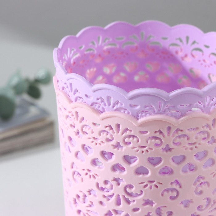 Корзина для хранения «Кружевной узор», пластик, 9,8×9,8×10 см, цвет МИКС Корзина для хранения «Кружевной узор», пластик, 9,8×9,8×10 см, цвет МИКС