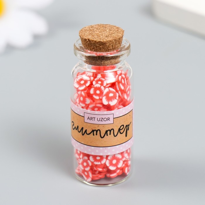 Декор для творчества пластик "Цветок. Красно-белая петуния" набор 8 гр 5х2х2 см