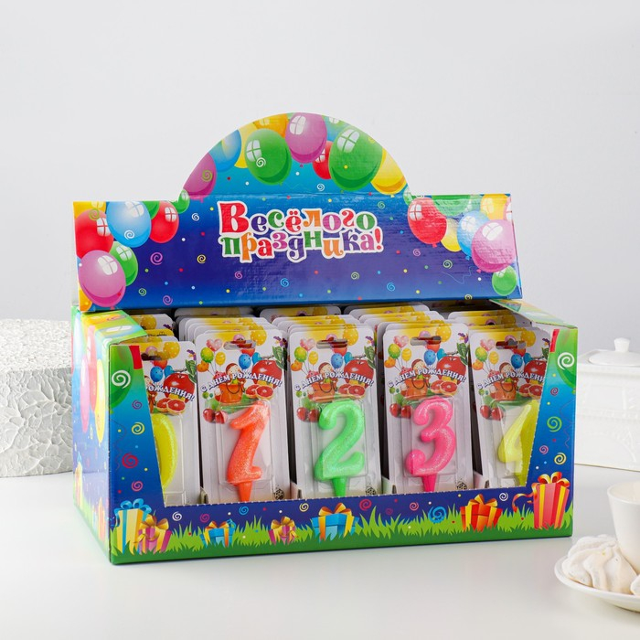 Шоу-бокс со свечами для торта цифры  Шоу-бокс со свечами для торта цифры "Мармеладки", 10,2 см 50 штук