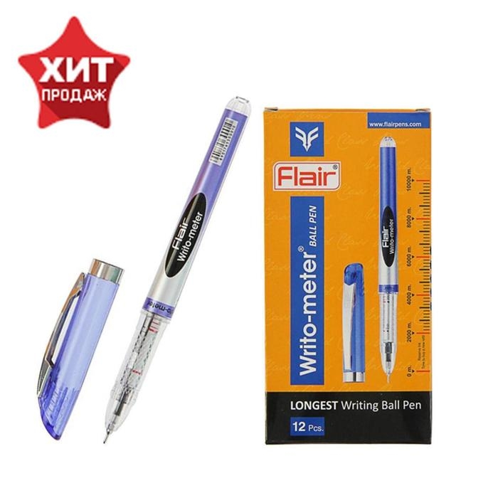 Ручка шариковая Flair Writo-Meter, узел- игла 0,6 мм (пишет 10 км) масляная основа, шкала на стержне, синяя Ручка шариковая Flair Writo-Meter, узел- игла 0,6 мм (пишет 10 км) масляная основа, шкала на стержне, синяя