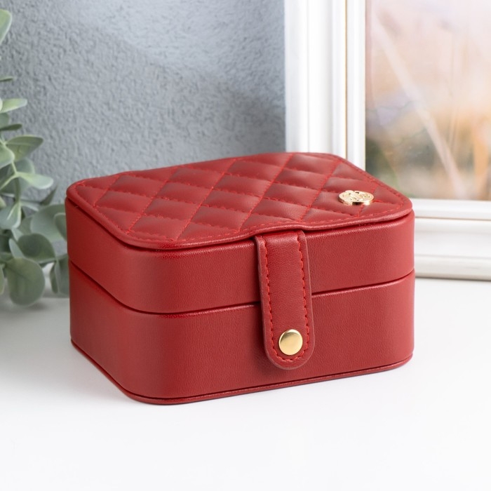 Шкатулка кожзам для украшений  Шкатулка кожзам для украшений "Стёганая матовая" бордовая 12х10х6,3 см