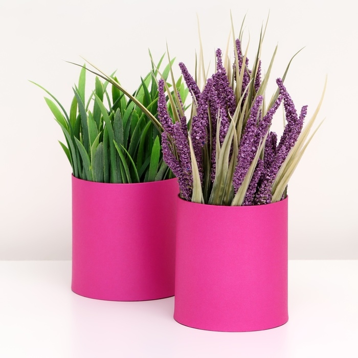 Набор круглых коробок 2в1 , Набор круглых коробок 2в1 ,"Фуксия", без крышки, 10 х 10 х 10,5 см