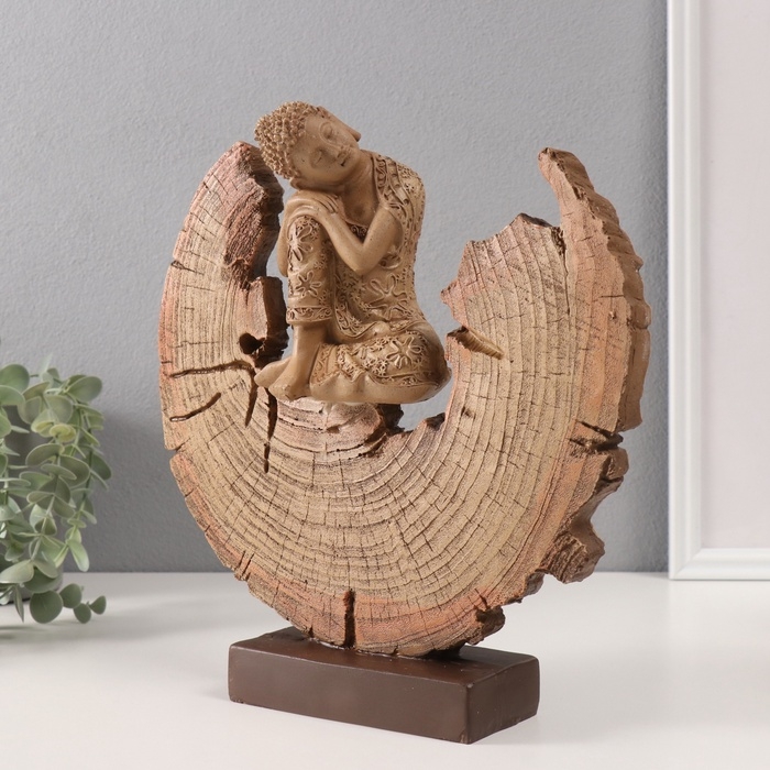 Сувенир полистоун Сувенир полистоун "Будда расслабленный в разрезе дерева" 6,5х27х27 см