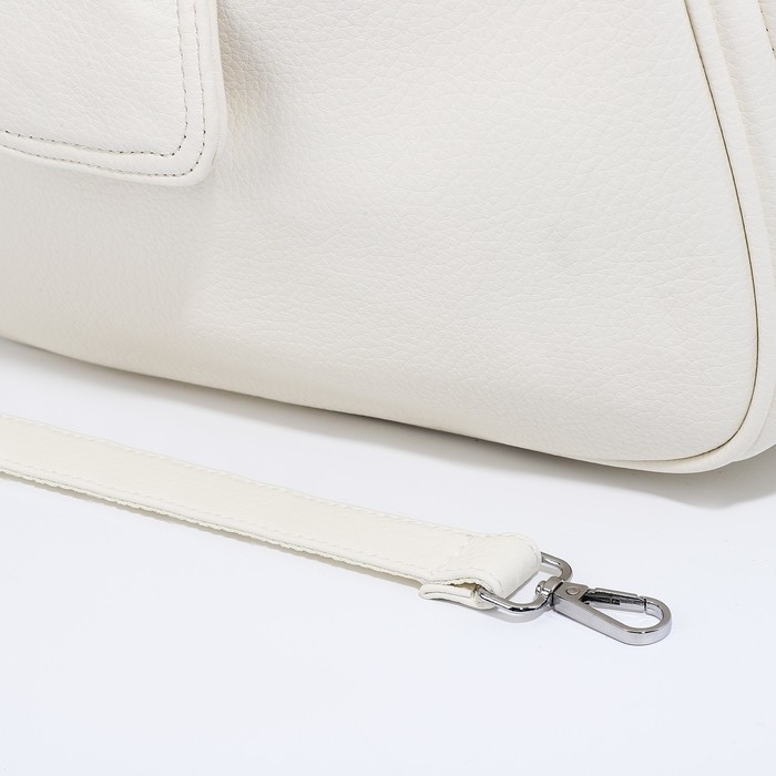 Сумка-мешок на молнии, наружный карман, длинный ремень, цвет белый