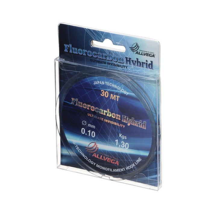 Леска монофильная ALLVEGA Fluorocarbon Hybrid, диаметр 0.10 мм, тест 1.30 кг, 30 м, флюорокарбон 65% Леска монофильная ALLVEGA Fluorocarbon Hybrid, диаметр 0.10 мм, тест 1.30 кг, 30 м, флюорокарбон 65%