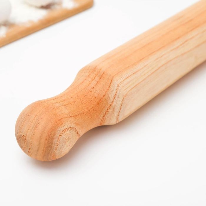 Скалка деревянная Доляна, 40×6 см, фигурные ручки Скалка деревянная Доляна, 40×6 см, фигурные ручки