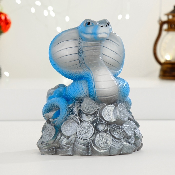 Копилка Копилка "Змея на деньгах" голубая, 16см