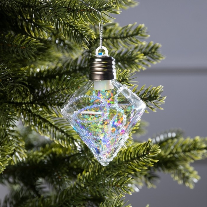 Ёлочный шар «Морозный кристалл», батарейки, 1 LED, свечение тёплое белое Ёлочный шар «Морозный кристалл», батарейки, 1 LED, свечение тёплое белое