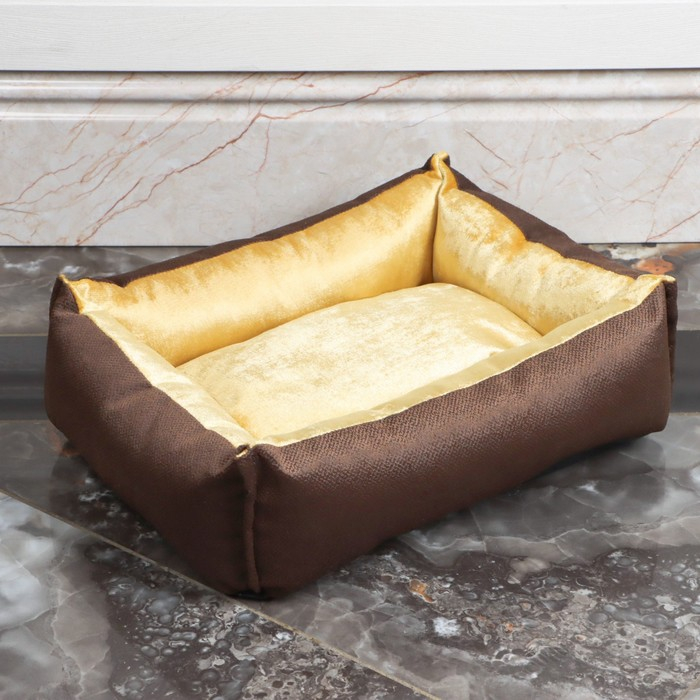 Лежанка под замшу с двусторонней подушкой,  45 х  35 х  11 см, мебельная ткань, микс цветов Лежанка под замшу с двусторонней подушкой,  45 х  35 х  11 см, мебельная ткань, микс цветов