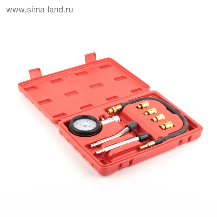 Компрессометр для бензиновых двигателей с набором адаптеров в кейсе Компрессометр для бензиновых двигателей с набором адаптеров в кейсе