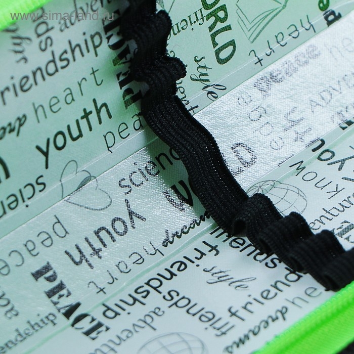 Пенал 1 секция, 60 х 190 мм, ПКТ 01-42 Пенал 1 секция, 60 х 190 мм, ПКТ 01-42 "Кроха", тканевый, чёрный/ярко-салатовый