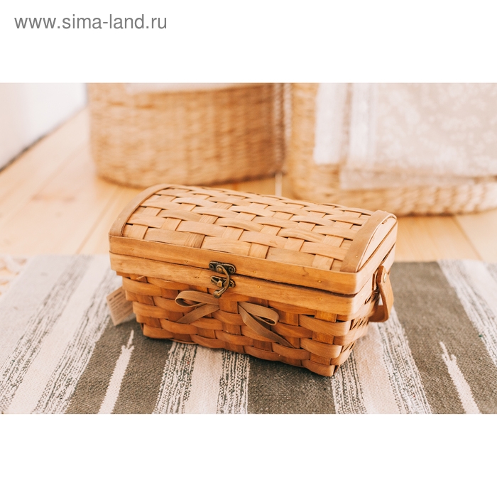 Сундук «Бантик», с ручкой, тонированный натуральный, 27×16×14,5/20,5 см, шпон Сундук «Бантик», с ручкой, тонированный натуральный, 27×16×14,5/20,5 см, шпон