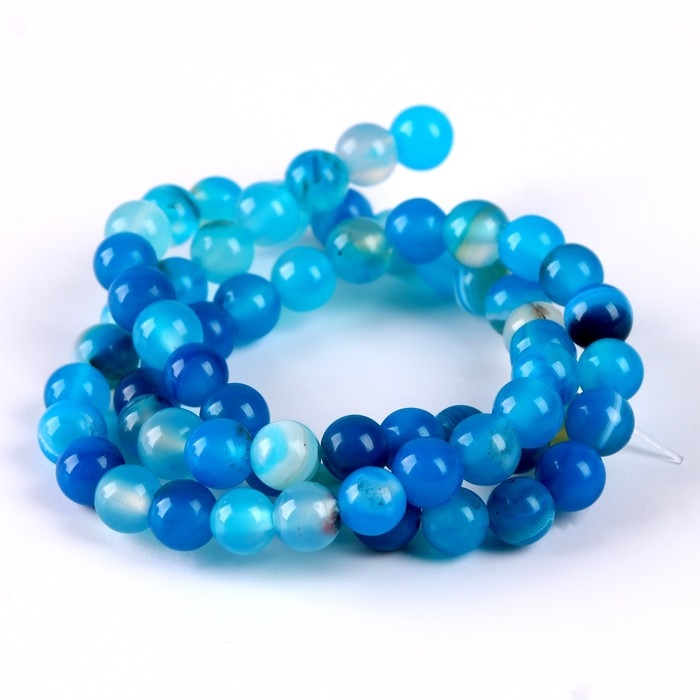 Бусины из натурального камня «Голубой агат» набор 58 шт., размер 1 шт. — 6 мм Бусины из натурального камня «Голубой агат» набор 58 шт., размер 1 шт. — 6 мм