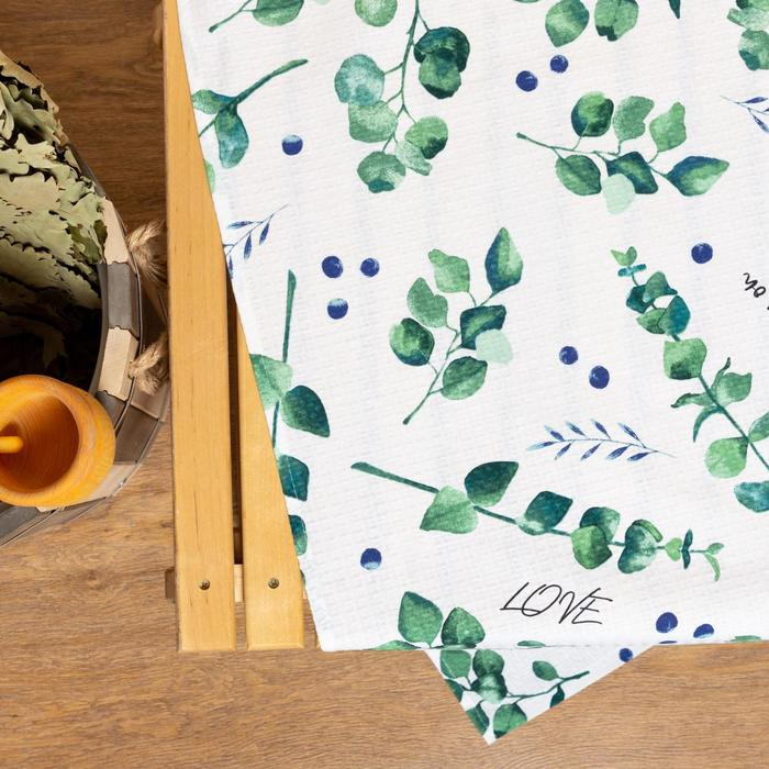 Простыня для бани «Эвкалипт» 150х180±5 см, 100% хлопок, вафельное полотно, 160 гр/м2 Простыня для бани «Эвкалипт» 150х180±5 см, 100% хлопок, вафельное полотно, 160 гр/м2