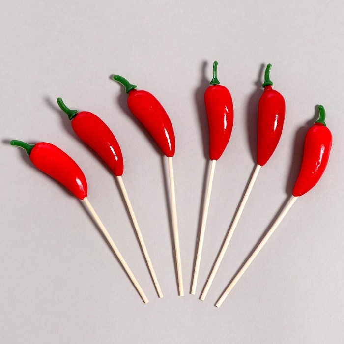 Шпажки «Перец», в наборе 6 штук, цвет красный Шпажки «Перец», в наборе 6 штук, цвет красный