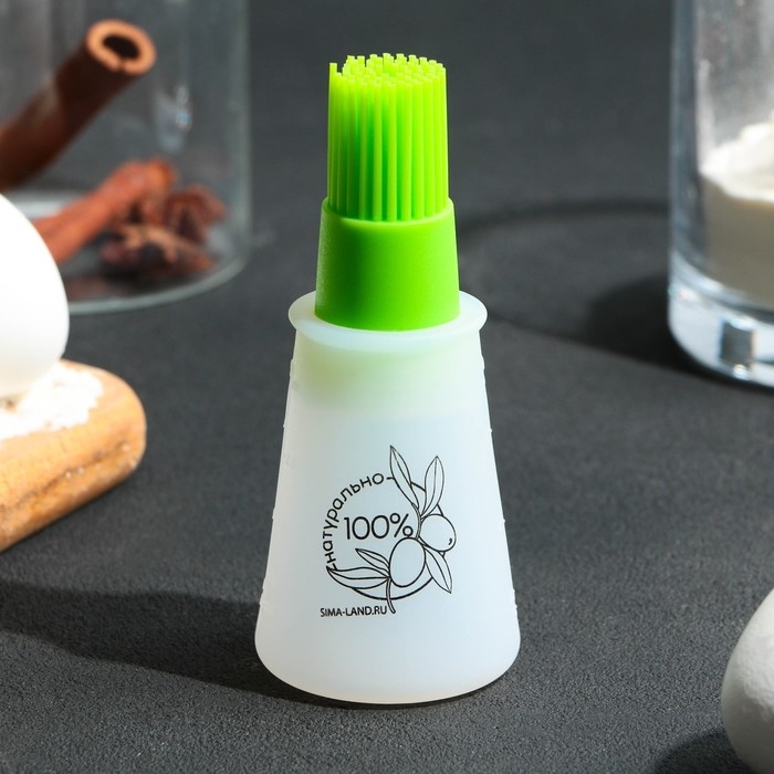 Кисть для масла «Натурально», 11.8х5.2 см, силикон, цвет зеленый Кисть для масла «Натурально», 11.8х5.2 см, силикон, цвет зеленый