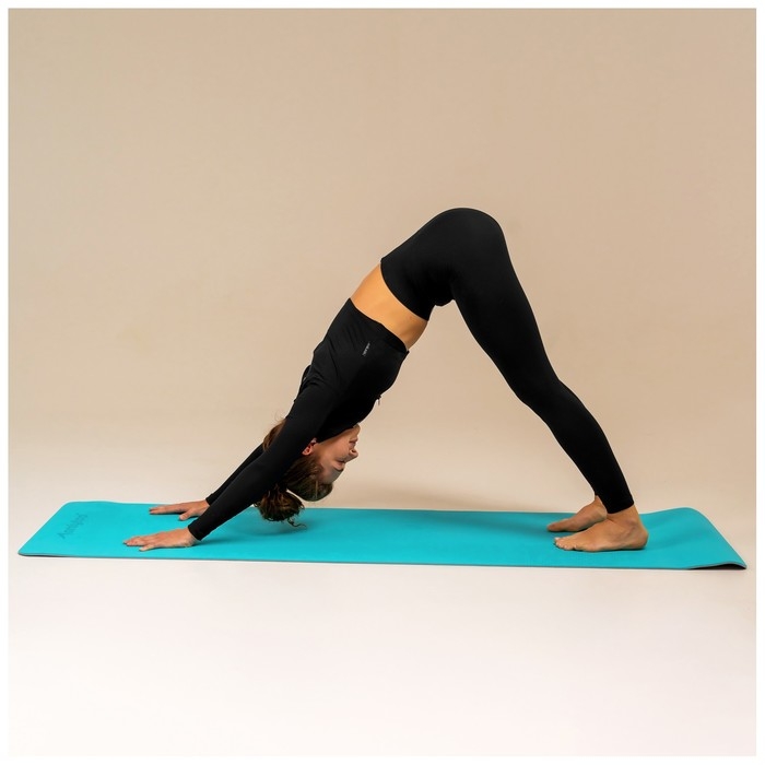 Коврик для фитнеса и йоги ONLYTOP, 183х61х0,6 см, цвет серый/голубой Коврик для фитнеса и йоги ONLYTOP, 183х61х0,6 см, цвет серый/голубой