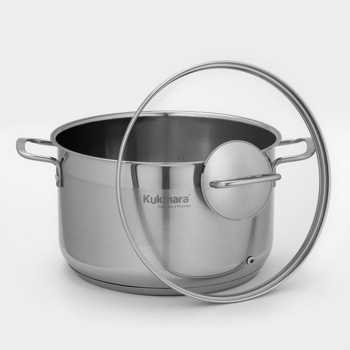 Кастрюля ORION, 6 л, d=24 см, стеклянная крышка, капсульное дно, индукция Кастрюля ORION, 6 л, d=24 см, стеклянная крышка, капсульное дно, индукция