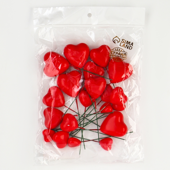 Набор топперов «Сердечки», 12 см, цвет красный Набор топперов «Сердечки», 12 см, цвет красный