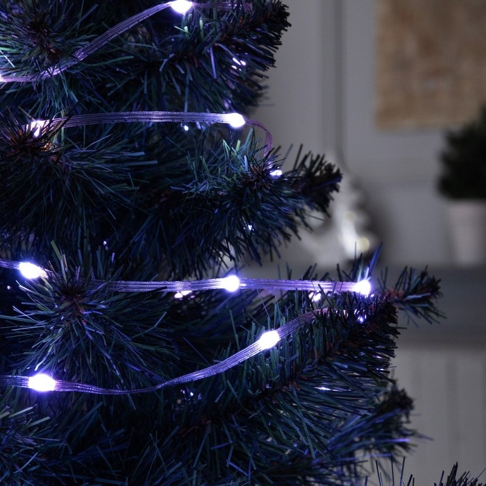 Умная гирлянда «Нить» 20 м роса, IP44, серебристая нить, 200 LED, управление с приложения, свечение RGB, USB