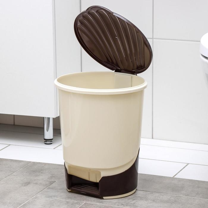Ведро для мусора с педалью, 10 л, цвет слоновая кость Ведро для мусора с педалью, 10 л, цвет слоновая кость