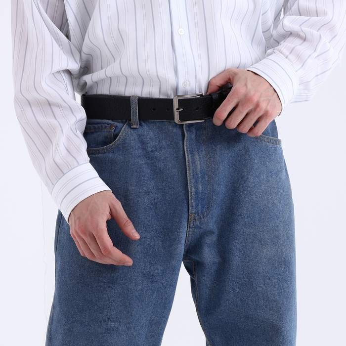 Ремень мужской, ширина 4 см, винт, пряжка металл, цвет чёрный Ремень мужской, ширина 4 см, винт, пряжка металл, цвет чёрный