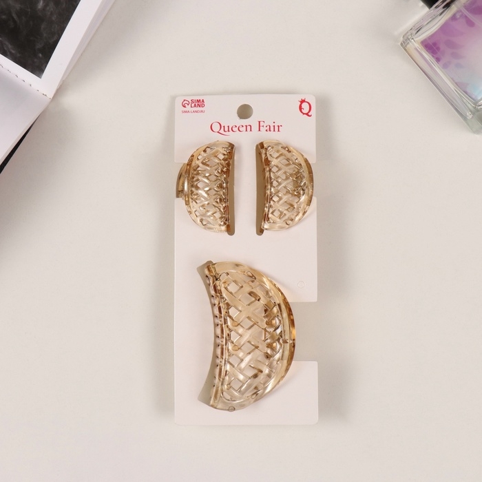 Краб для волос Краб для волос "Флориана" (набор 3 шт) сетка, 6,5 и 4 см, светло-коричневый