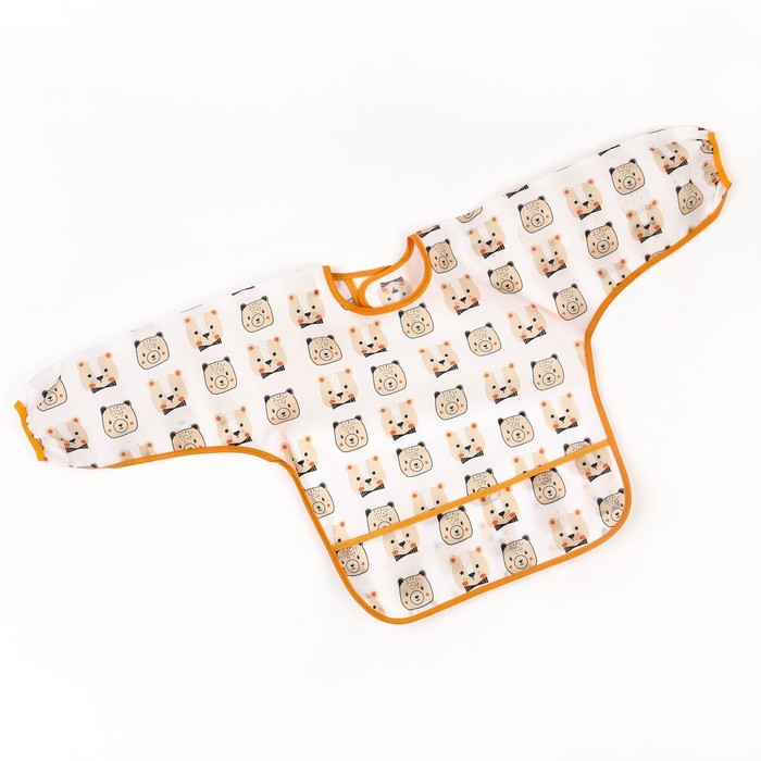 Нагрудник с рукавами и карманом «Мишка», рубашка, 0-2  года (рукав 34см, грудь 43*36см) Нагрудник с рукавами и карманом «Мишка», рубашка, 0-2  года (рукав 34см, грудь 43*36см)