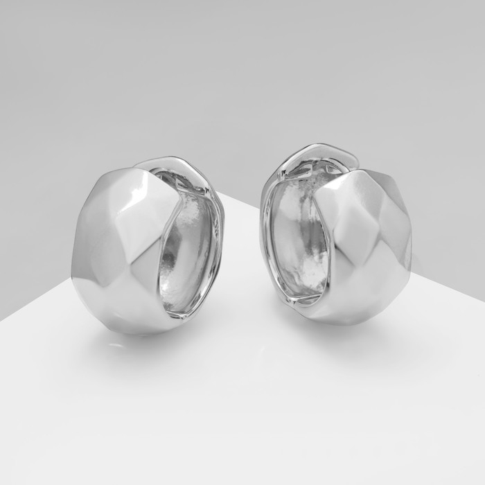 Серьги-кольца «Аккорд» орнамент, цвет серебро Серьги-кольца «Аккорд» орнамент, цвет серебро