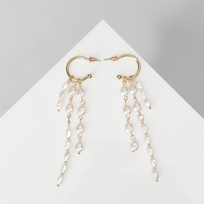 Серьги с жемчугом «Артемида» нити, цвет белый в золоте Серьги с жемчугом «Артемида» нити, цвет белый в золоте
