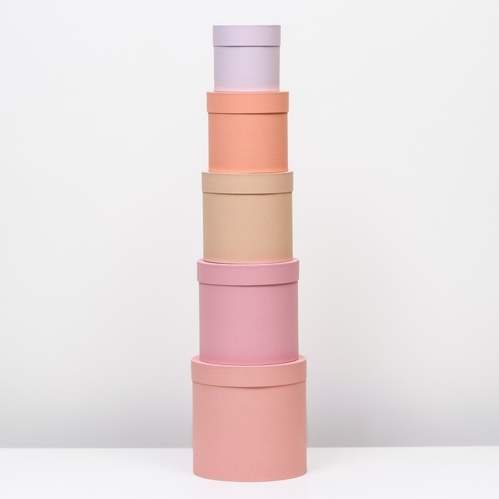 Набор круглых коробок 5 в 1  Набор круглых коробок 5 в 1 "Рассвет" 23 х 23 х 25 - 15 х 15 х 15 см