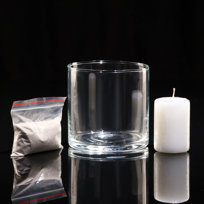 Ваза-подсвечник  Ваза-подсвечник "Труба" с белой свечой, 10,7×10 см, 9 ч, цилиндр, стекло