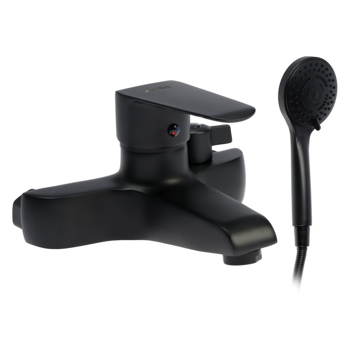Смеситель для ванны ZEIN Z3855, однорычажный, душевой набор, лейка 5 режимов, черный Смеситель для ванны ZEIN Z3855, однорычажный, душевой набор, лейка 5 режимов, черный