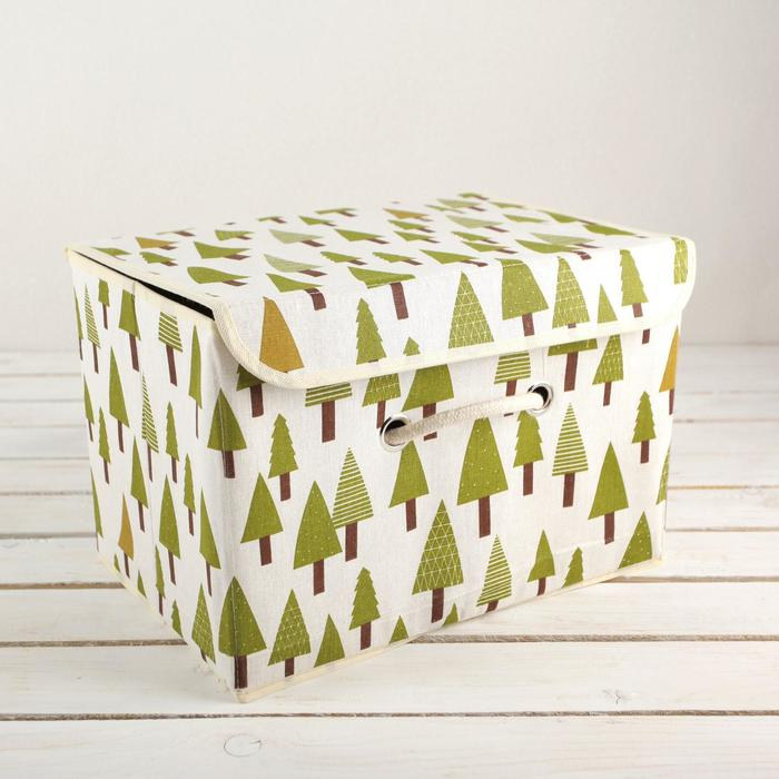 Короб стеллажный для хранения с крышкой «Ёлки», 37×26×24 см Короб стеллажный для хранения с крышкой «Ёлки», 37×26×24 см