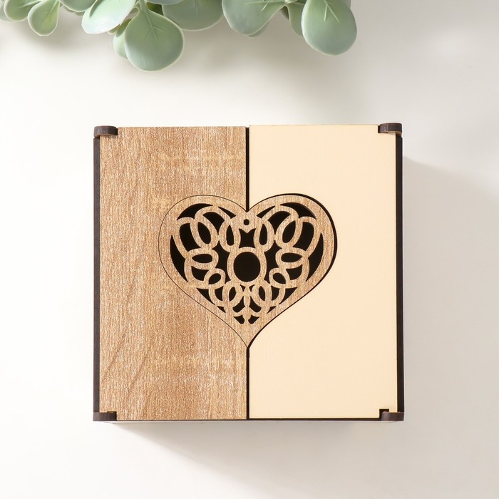 Шкатулка комбинированная  Шкатулка комбинированная "Сердце" 10,5х10х7 см