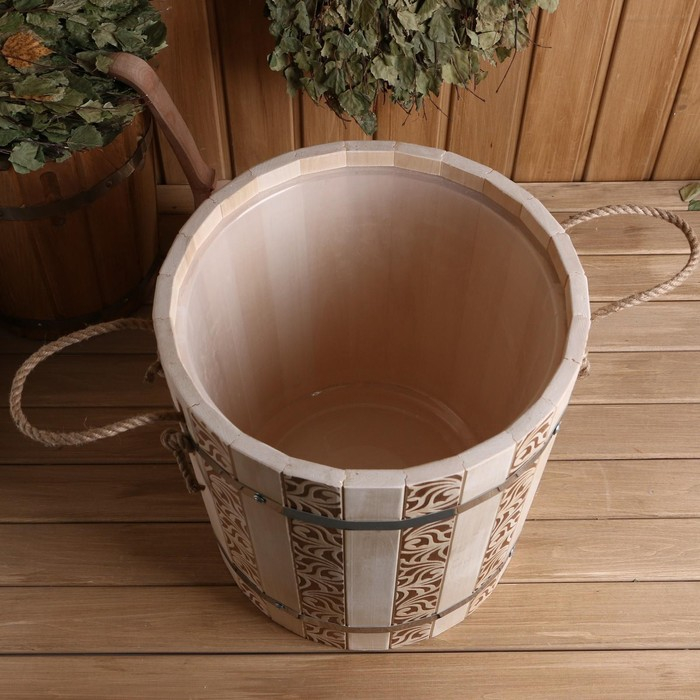 Запарник из липы, 18 л,  пластиковая вставка, ручка-веревка (Рисунок  1) Запарник из липы, 18 л,  пластиковая вставка, ручка-веревка (Рисунок  1)