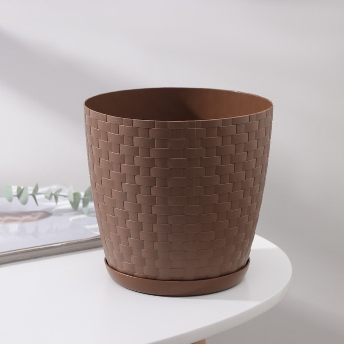 Горшок для цветов с поддоном «Ротанг», 3 л, цвет тёмно-коричневый Горшок для цветов с поддоном «Ротанг», 3 л, цвет тёмно-коричневый