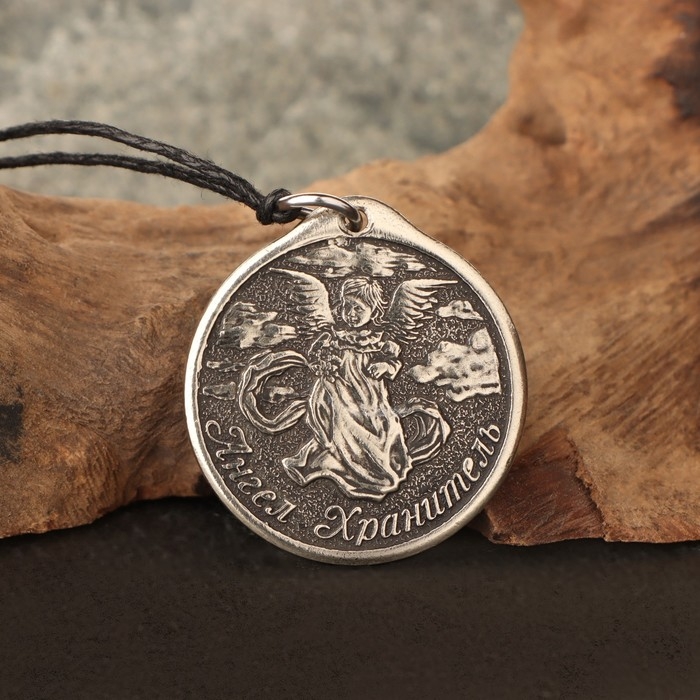 Икона-подвеска Пр.Сергий Радонежский и Ангел хранитель, 12г, 33х30 мм, юв. мельхиор