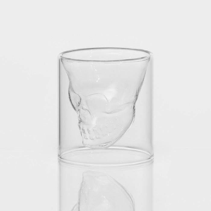 Стопка - шот стеклянный с двойными стенками «Череп. Хэллоуин», 70 мл, 7×7 см Стопка - шот стеклянный с двойными стенками «Череп. Хэллоуин», 70 мл, 7×7 см