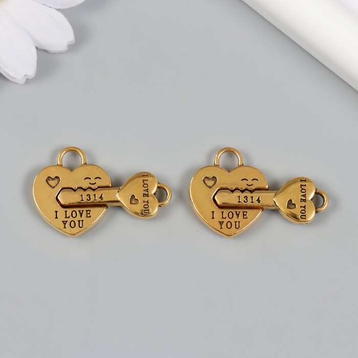 Замок магнитный металл Замок магнитный металл "Ключик и замочек" золотой 2,3х3,4х0,5 см (набор 2 половинки)