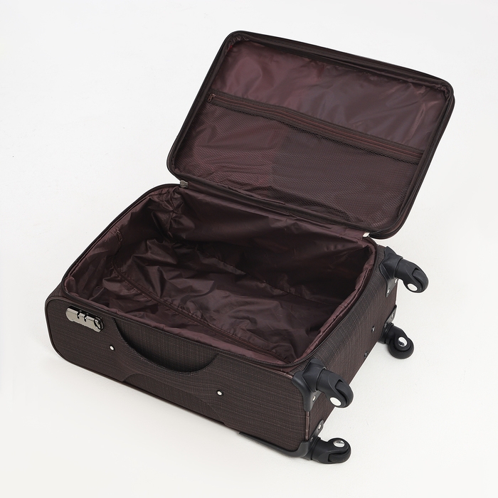 Чемодан средний 52 л (M), отдел на молнии, кодовый замок, с расширением, цвет коричневый Чемодан средний 52 л (M), отдел на молнии, кодовый замок, с расширением, цвет коричневый